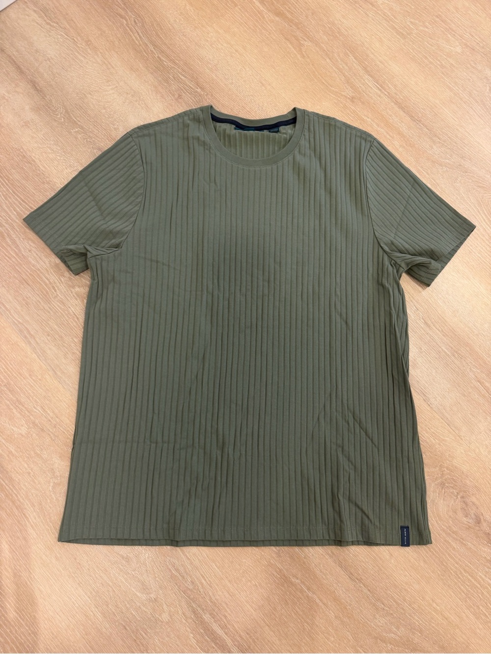 Perry Ellis Navy Ribbed Short Sleeve Crew Tee